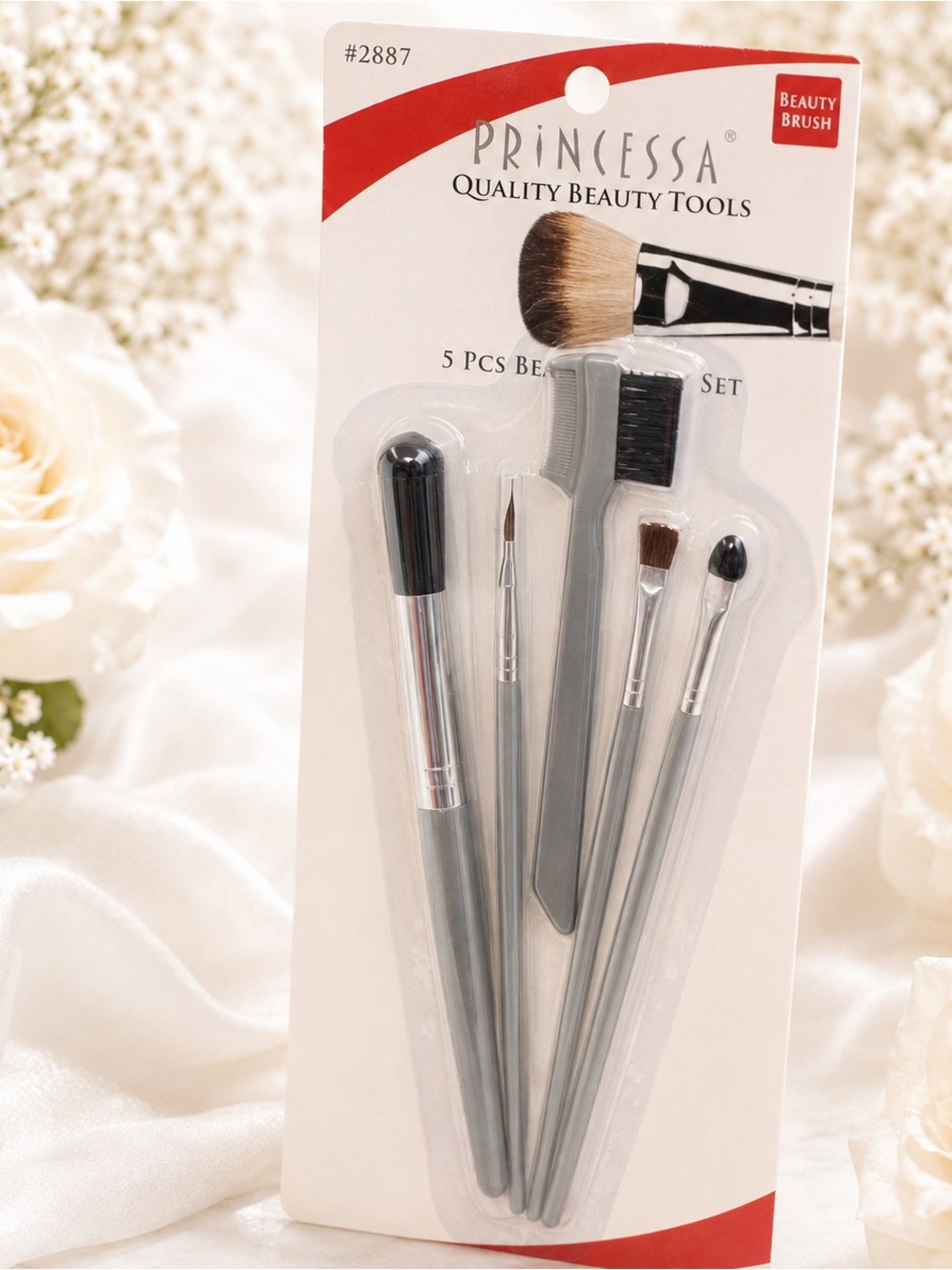 Prince 5-Piece Makeup Brush & Tool Set - Gray